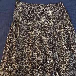LOFT Brown and Cream Floral Maxi Skirt